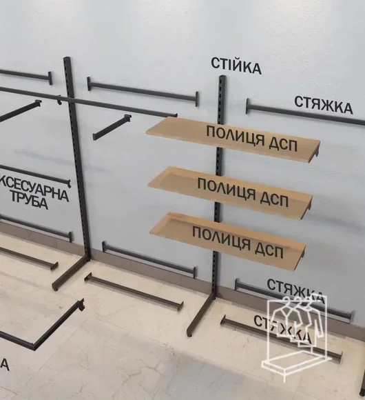 Модульна пристінна стійка для одягу фото 3